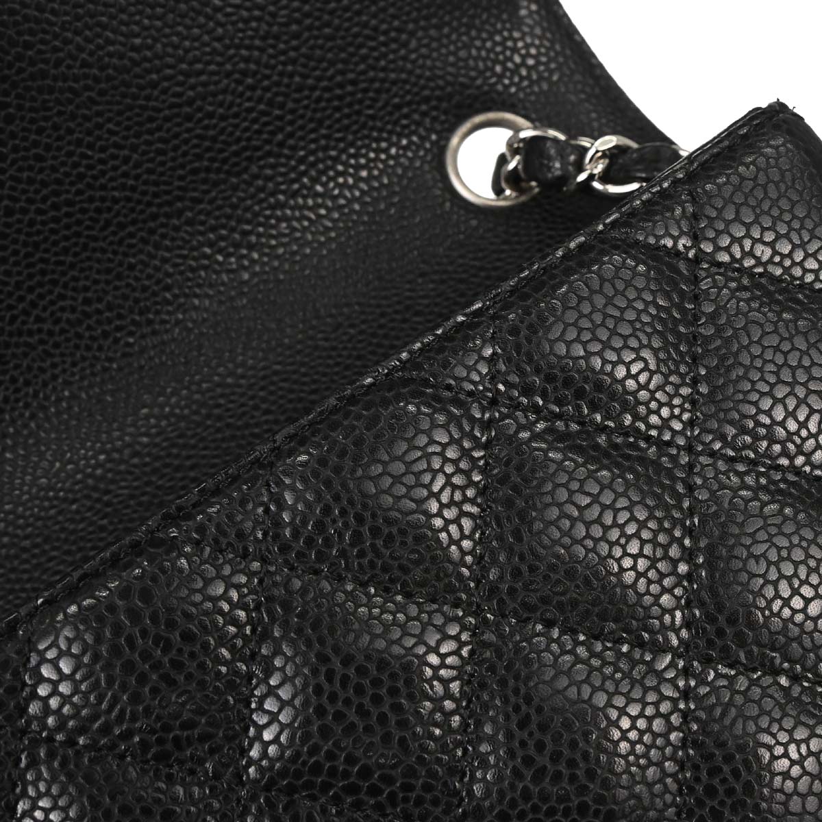 Chanel 2006-2008 Black Caviar Skin East West Shoulder Bag