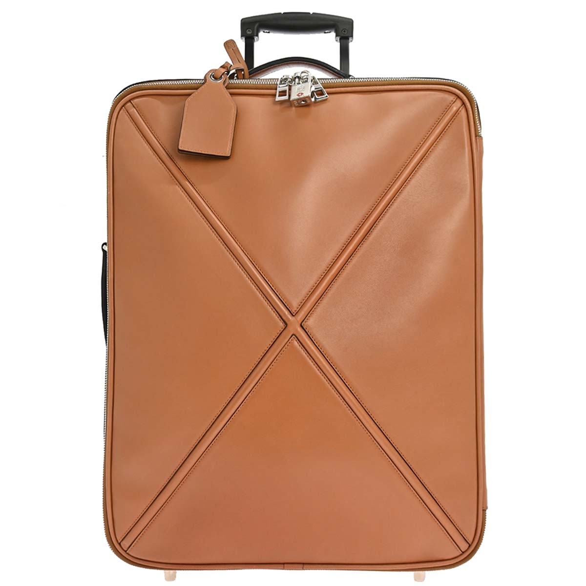 Loewe Brown Leather Cross Trolley Carry-On Rolling Luggage