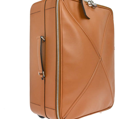 Loewe Brown Leather Cross Trolley Carry-On Rolling Luggage