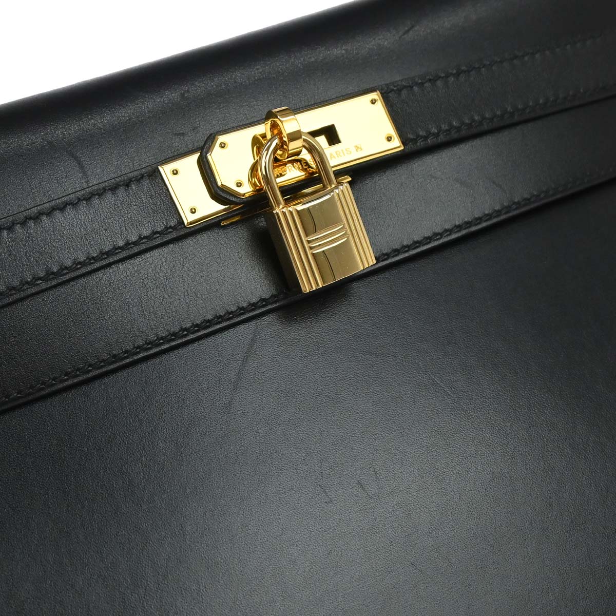 Hermes Black Box Calf Kelly 32 Sellier 2way Shoulder Handbag