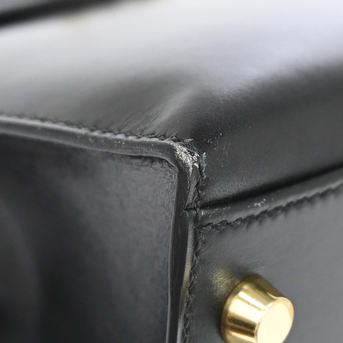 Hermes Black Box Calf Kelly 32 Sellier 2way Shoulder Handbag