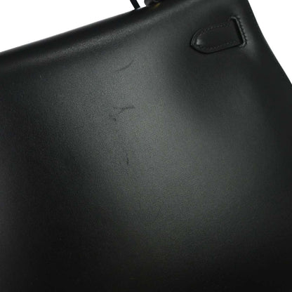 Hermes Black Box Calf Kelly 32 Sellier 2way Shoulder Handbag