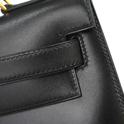 Hermes Black Box Calf Kelly 32 Sellier 2way Shoulder Handbag