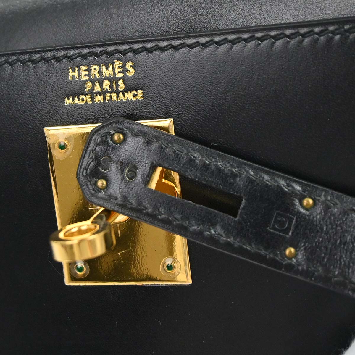 Hermes Black Box Calf Kelly 32 Sellier 2way Shoulder Handbag