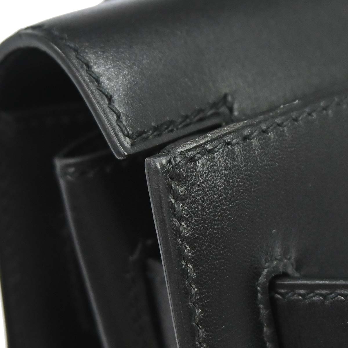 Hermes Black Box Calf Kelly 32 Sellier 2way Shoulder Handbag