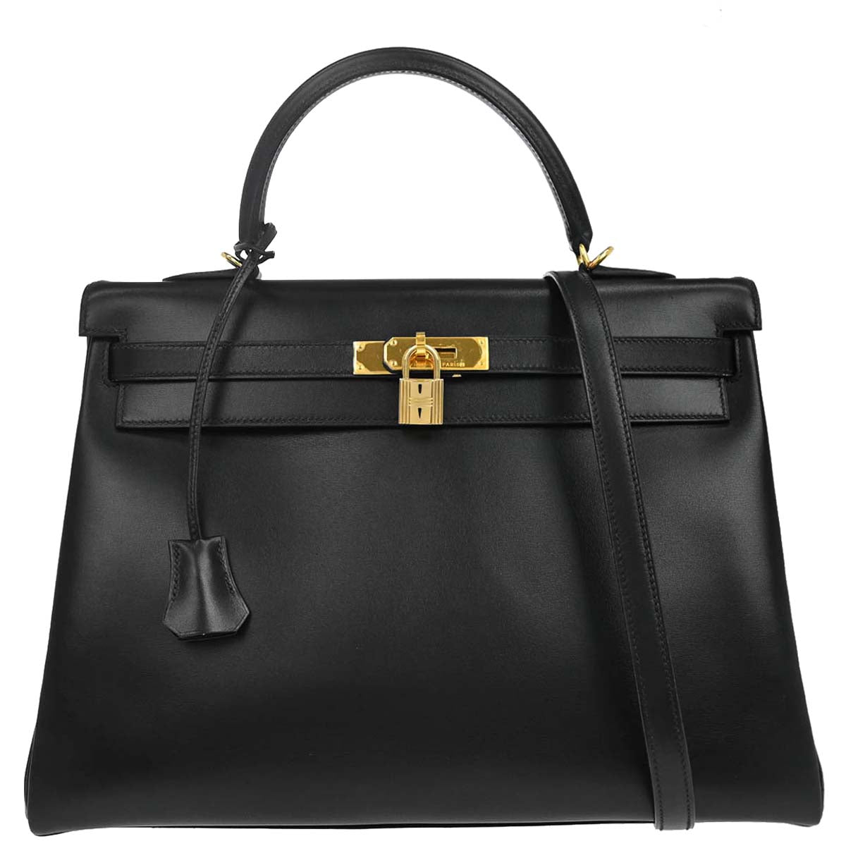 Hermes Black Box Calf Kelly 35 Retourne 2way Shoulder Handbag