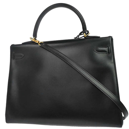 Hermes Black Box Calf Kelly 35 Retourne 2way Shoulder Handbag