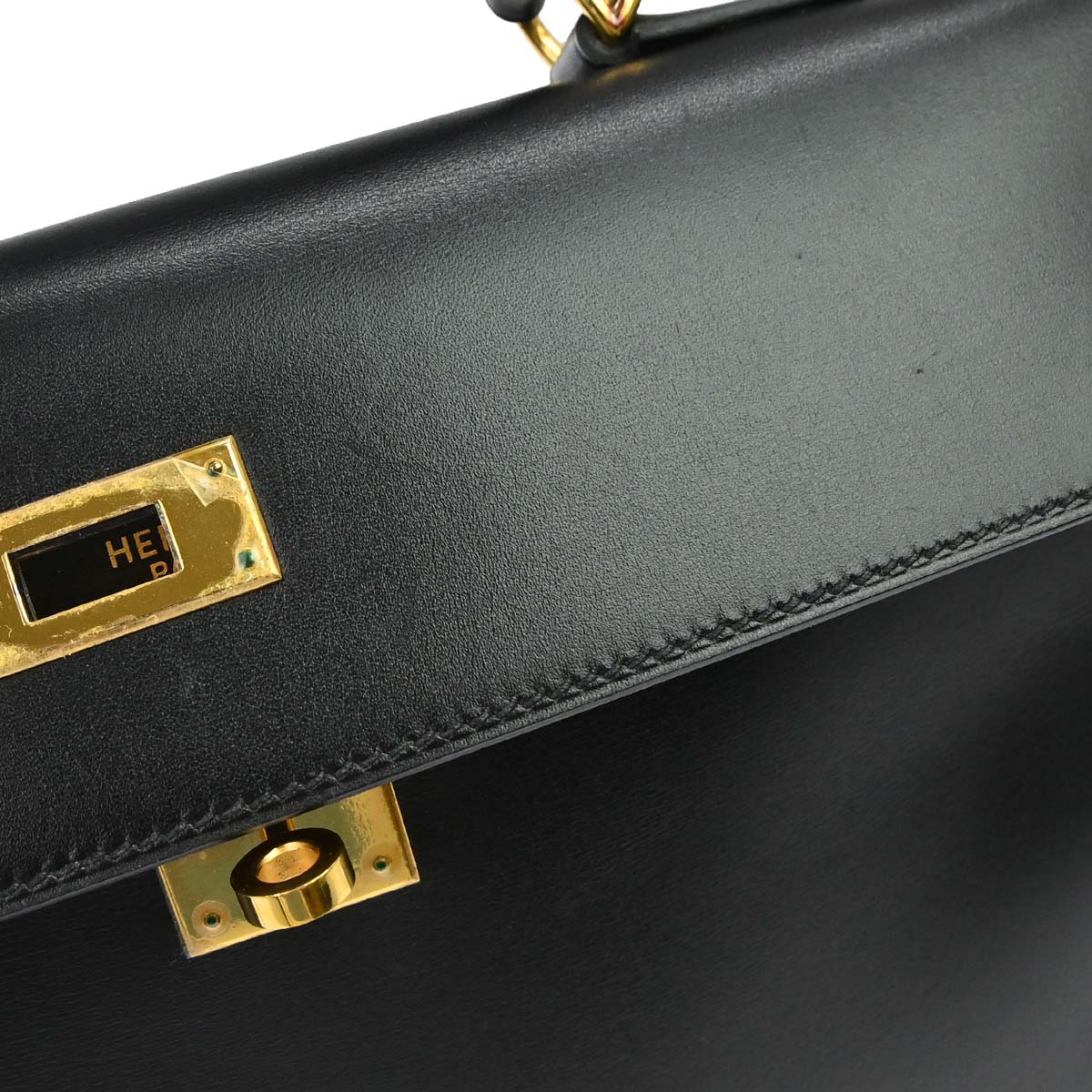 Hermes Black Box Calf Kelly 35 Retourne 2way Shoulder Handbag