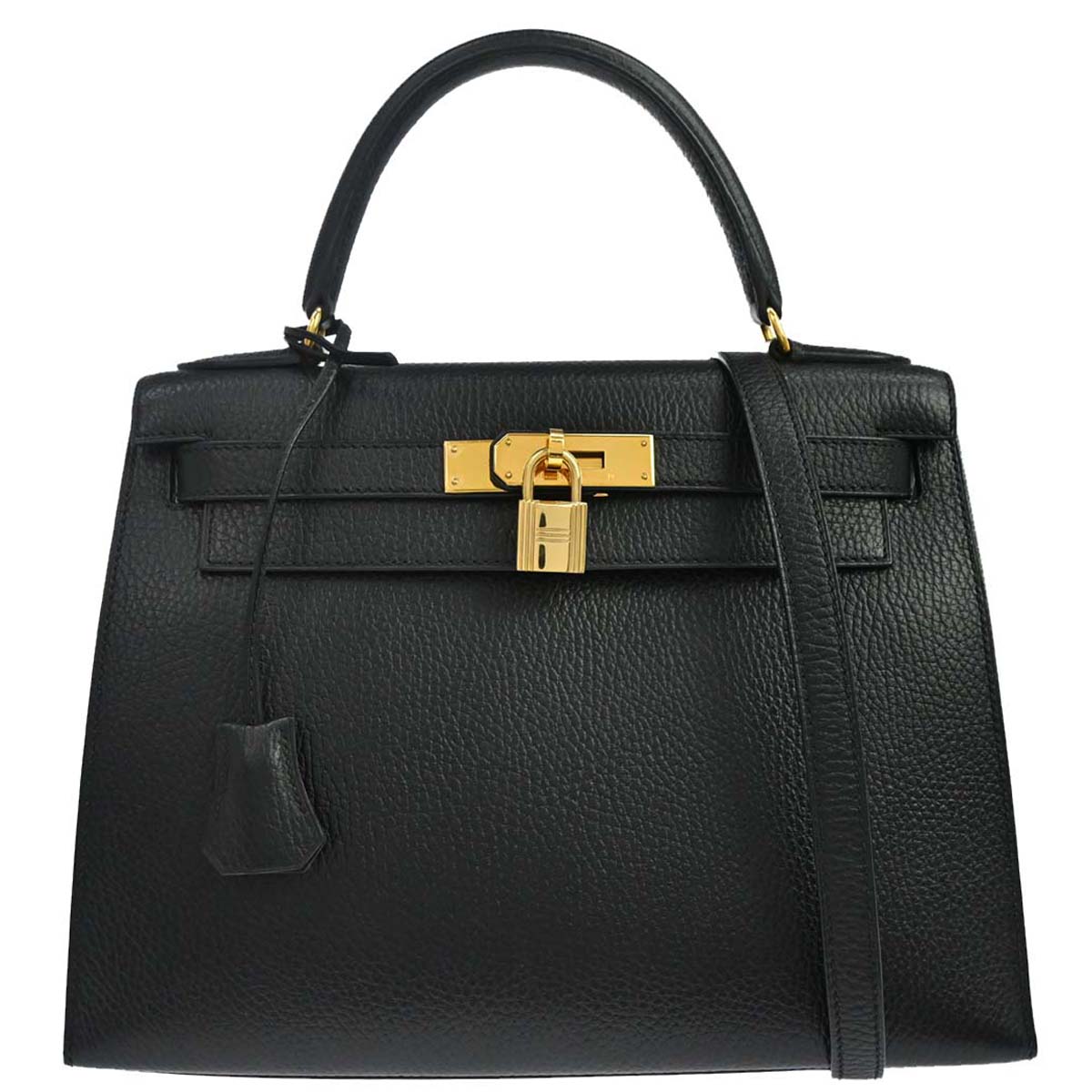 Hermes Black Ardennes Kelly 28 Sellier 2way Shoulder Handbag
