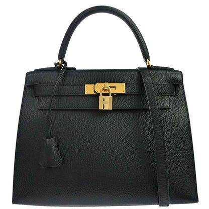 Hermes Black Ardennes Kelly 28 Sellier 2way Shoulder Handbag