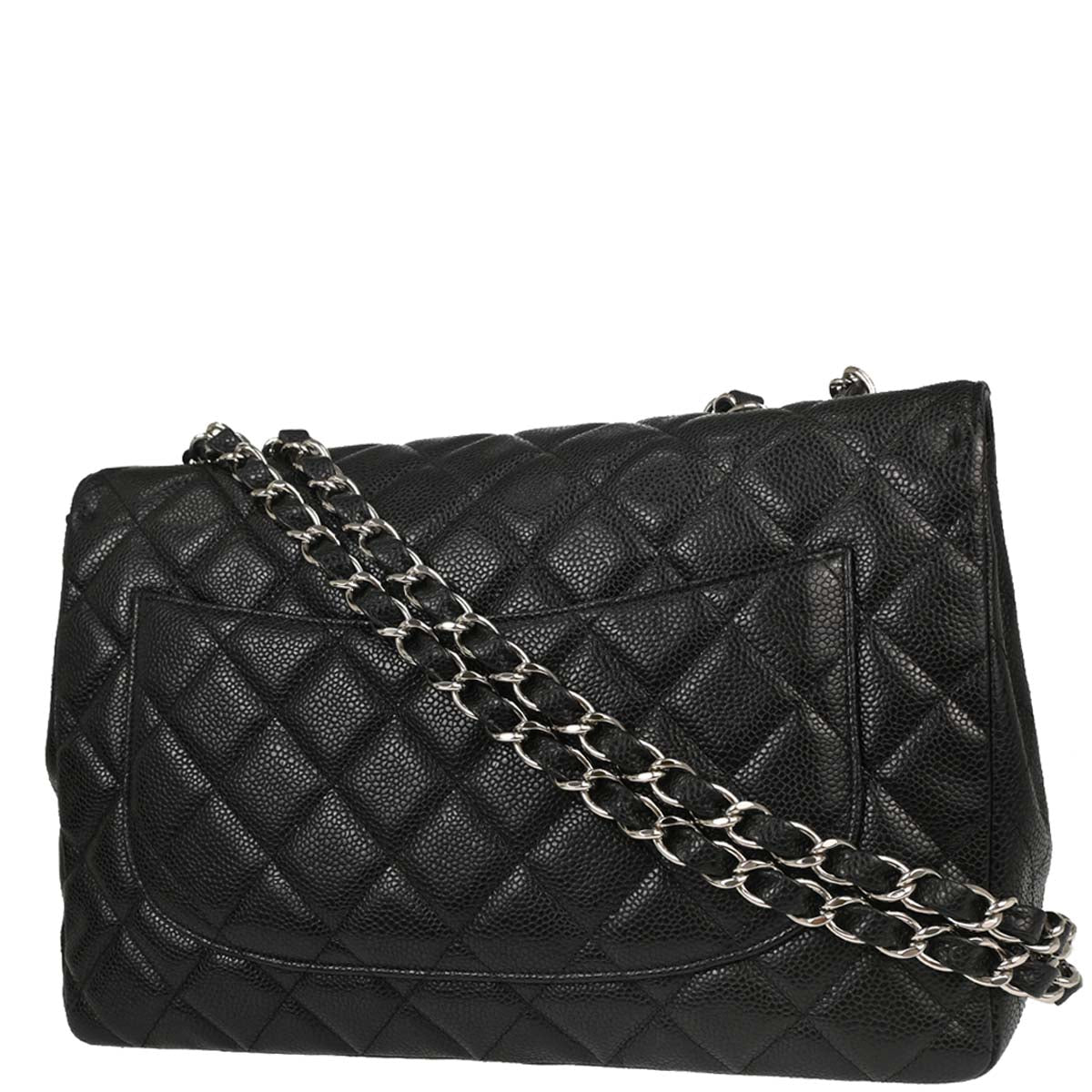 Chanel Black Caviar Skin Jumbo Classic Flap Shoulder Bag