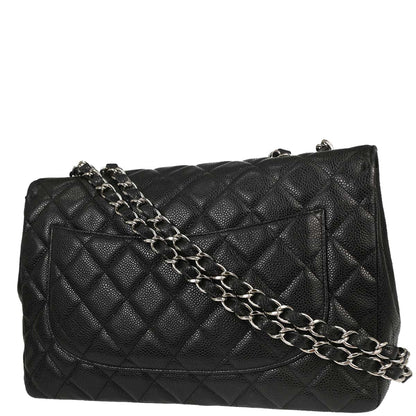 Chanel Black Caviar Skin Jumbo Classic Flap Shoulder Bag