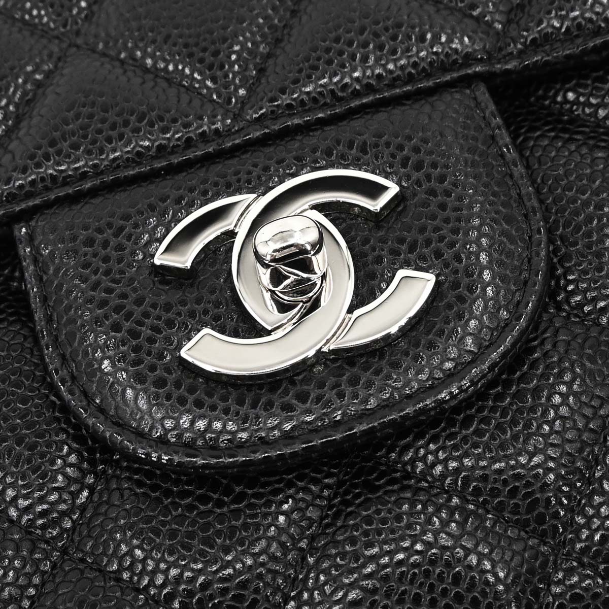 Chanel Black Caviar Skin Jumbo Classic Flap Shoulder Bag