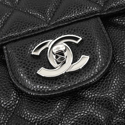 Chanel Black Caviar Skin Jumbo Classic Flap Shoulder Bag