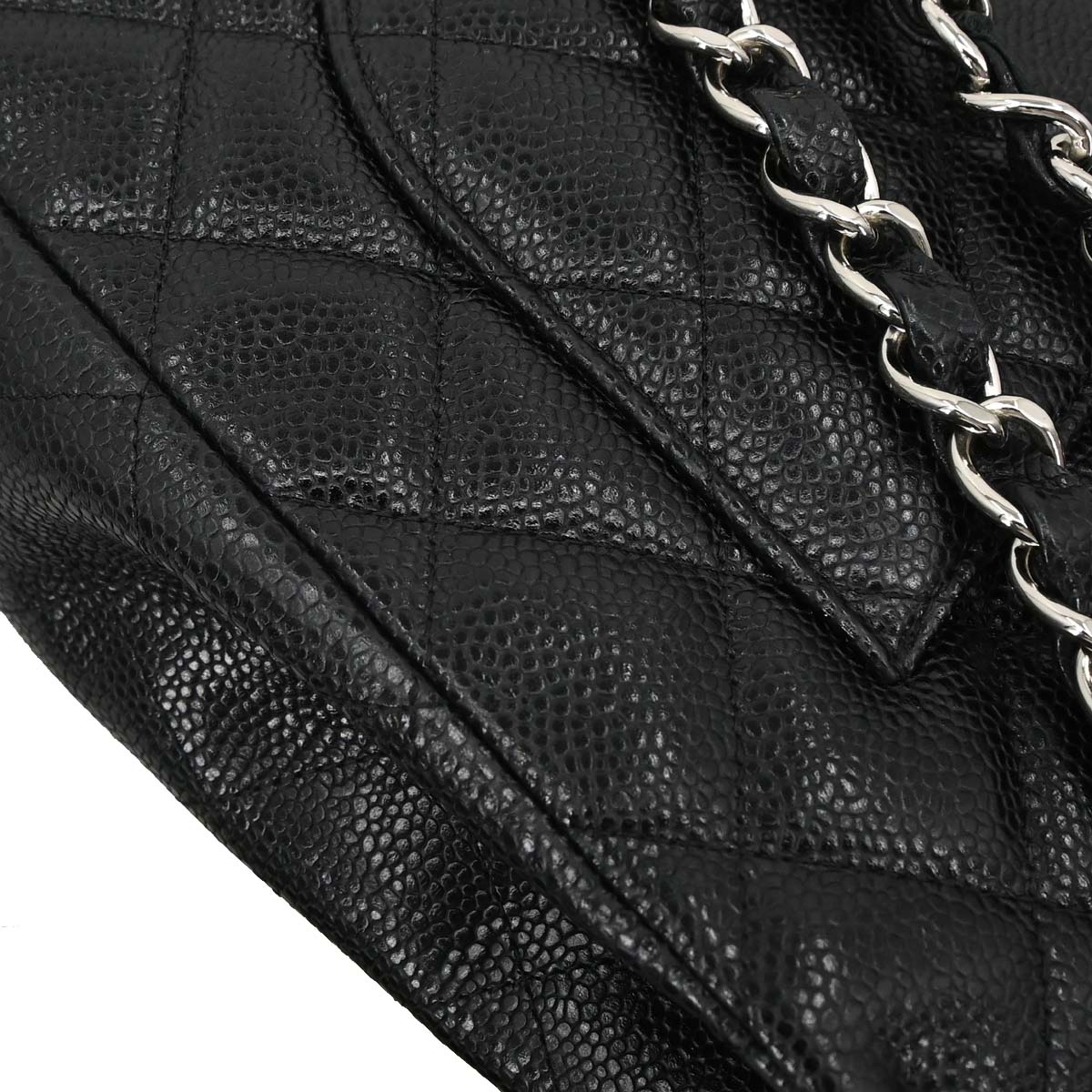 Chanel Black Caviar Skin Jumbo Classic Flap Shoulder Bag