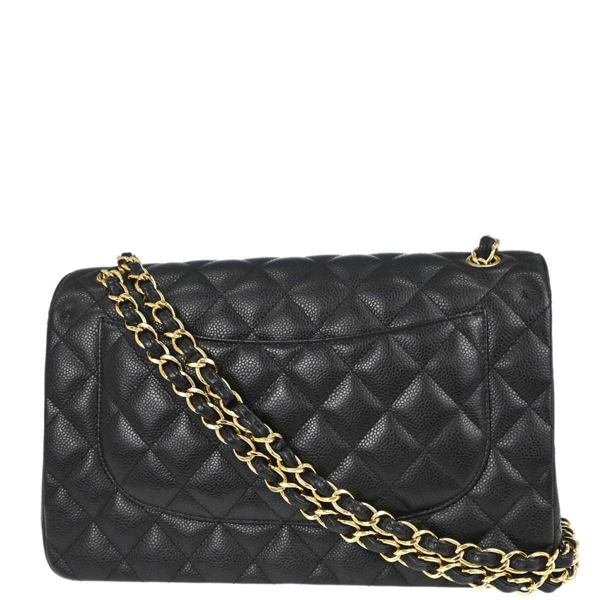 Chanel Black Caviar Skin Jumbo Classic Double Flap Shoulder Bag