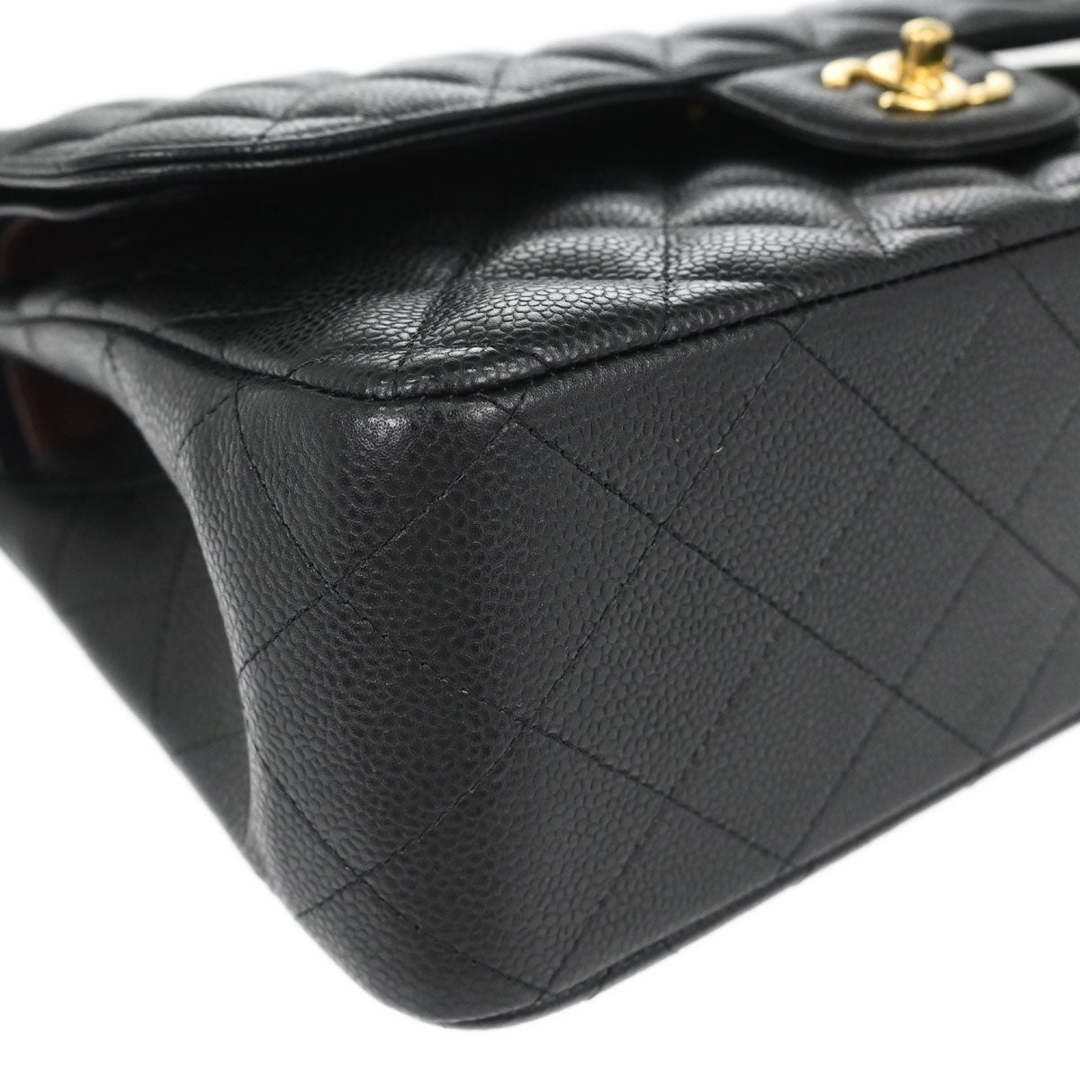 Chanel Black Caviar Skin Jumbo Classic Double Flap Shoulder Bag