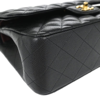 Chanel Black Caviar Skin Jumbo Classic Double Flap Shoulder Bag