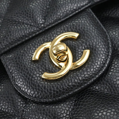 Chanel Black Caviar Skin Jumbo Classic Double Flap Shoulder Bag