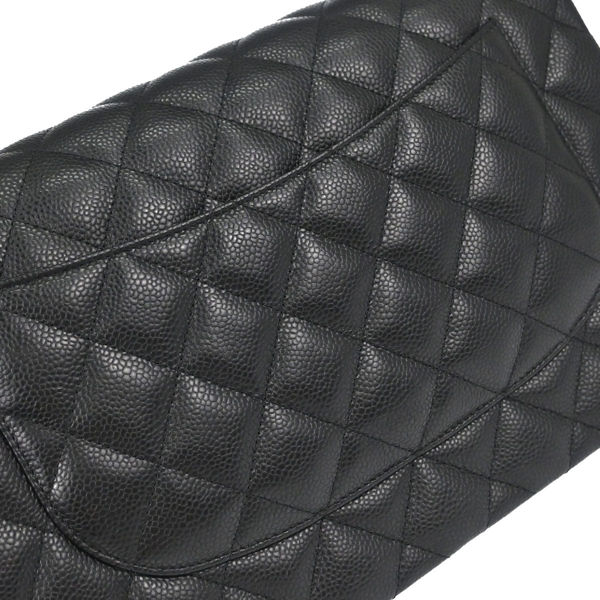 Chanel Black Caviar Skin Jumbo Classic Double Flap Shoulder Bag