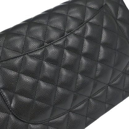 Chanel Black Caviar Skin Jumbo Classic Double Flap Shoulder Bag