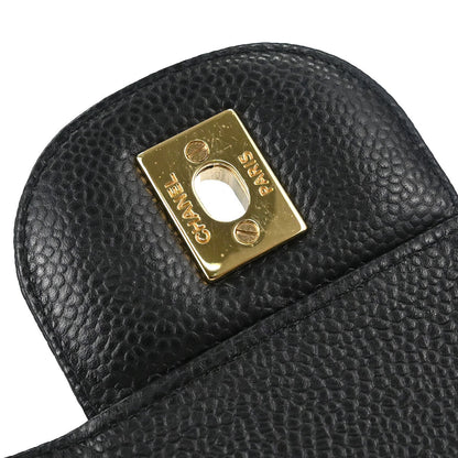 Chanel Black Caviar Skin Jumbo Classic Double Flap Shoulder Bag