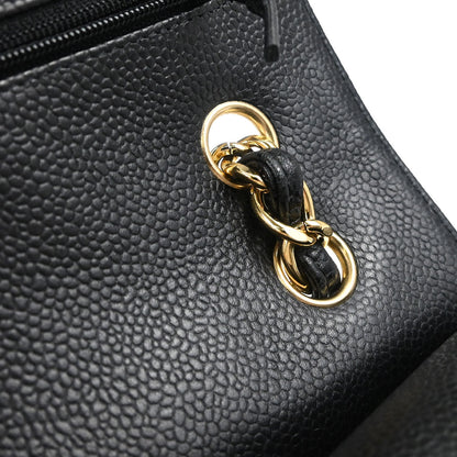 Chanel Black Caviar Skin Jumbo Classic Double Flap Shoulder Bag