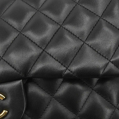 Chanel Black Lambskin Jumbo Classic Double Flap Shoulder Bag