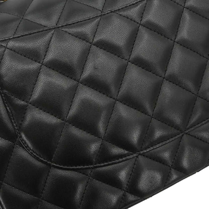 Chanel Black Lambskin Jumbo Classic Double Flap Shoulder Bag