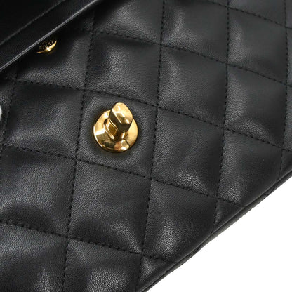 Chanel Black Lambskin Jumbo Classic Double Flap Shoulder Bag