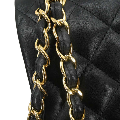 Chanel Black Lambskin Jumbo Classic Double Flap Shoulder Bag