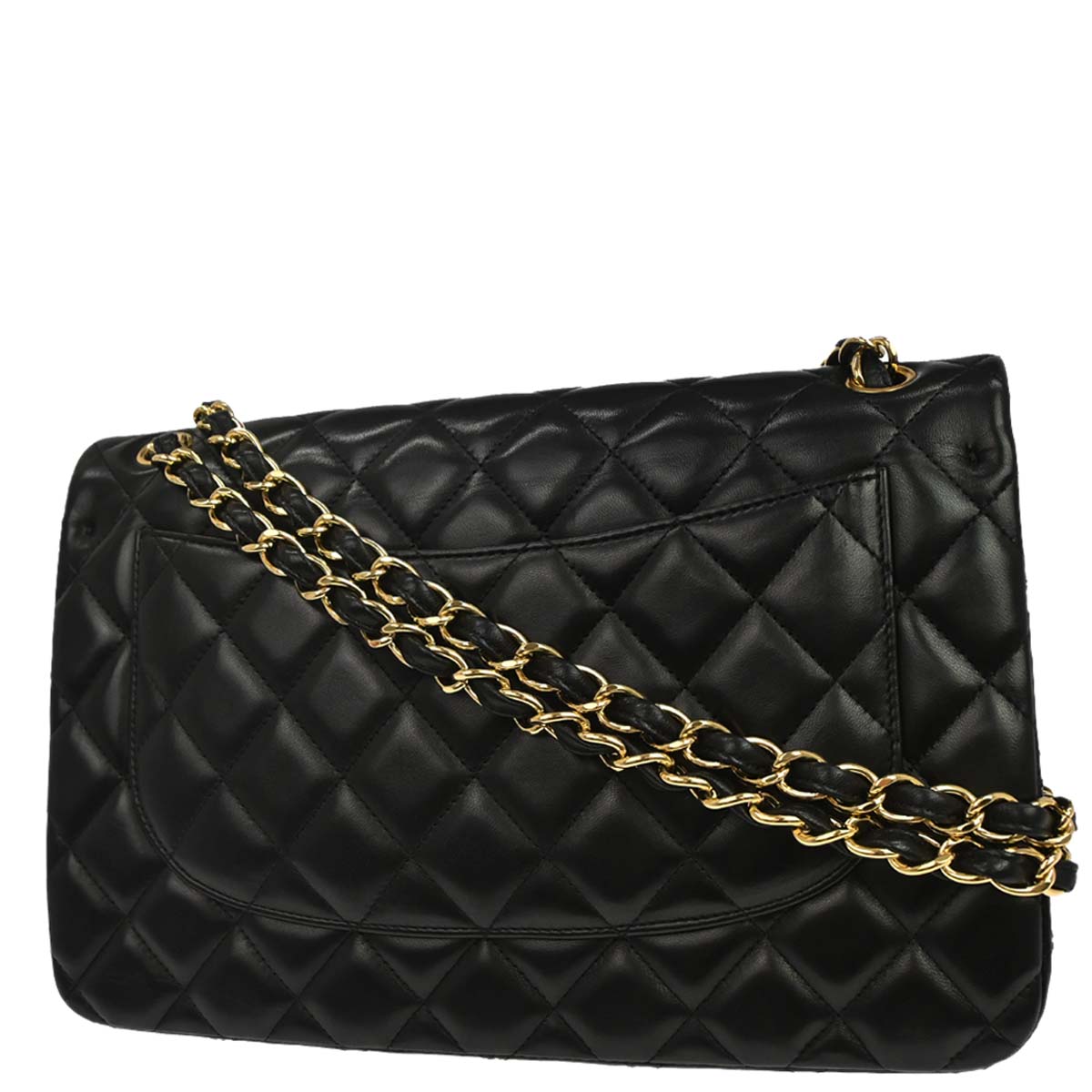 Chanel Black Lambskin Jumbo Classic Double Flap Shoulder Bag