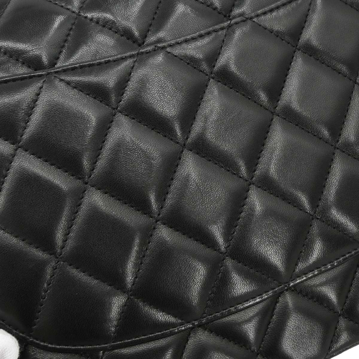 Chanel Black Lambskin Jumbo Classic Double Flap Shoulder Bag