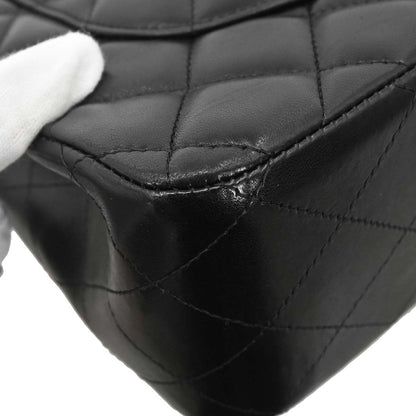 Chanel Black Lambskin Jumbo Classic Double Flap Shoulder Bag