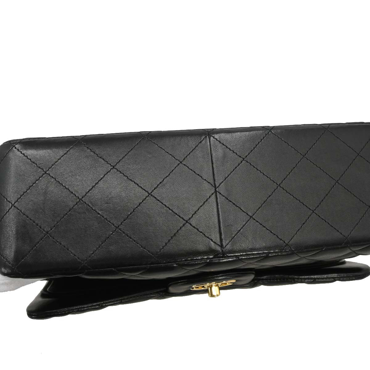 Chanel Black Lambskin Jumbo Classic Double Flap Shoulder Bag