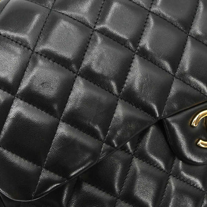 Chanel Black Lambskin Jumbo Classic Double Flap Shoulder Bag