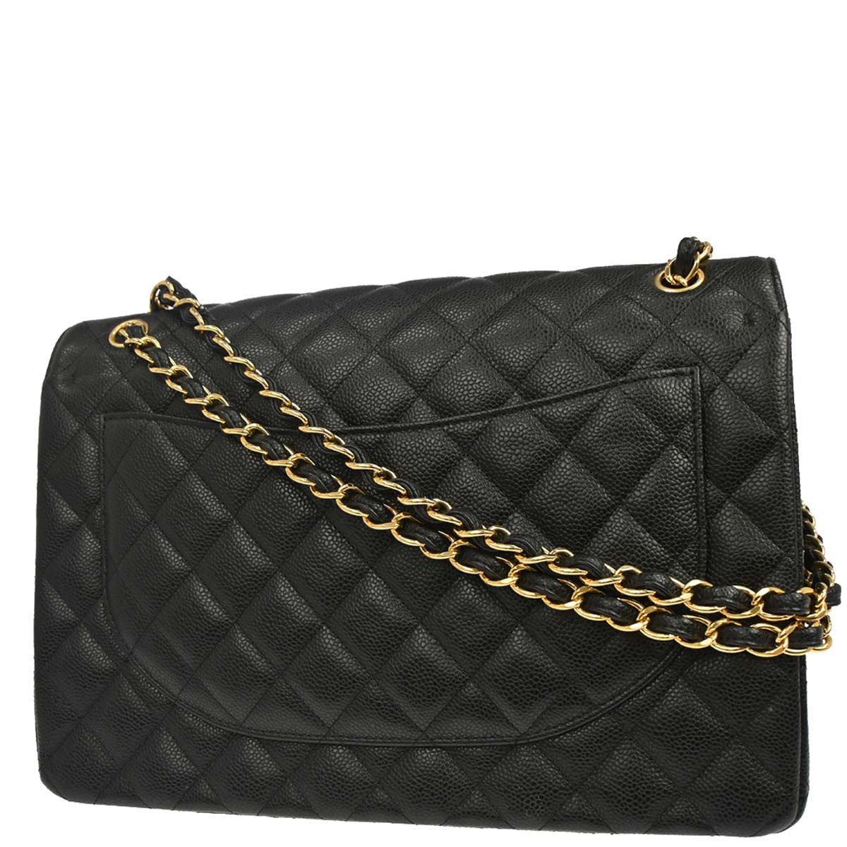 Chanel Black Caviar Skin Maxi Classic Double Flap Shoulder Bag