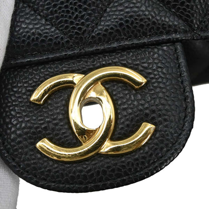 Chanel Black Caviar Skin Maxi Classic Double Flap Shoulder Bag