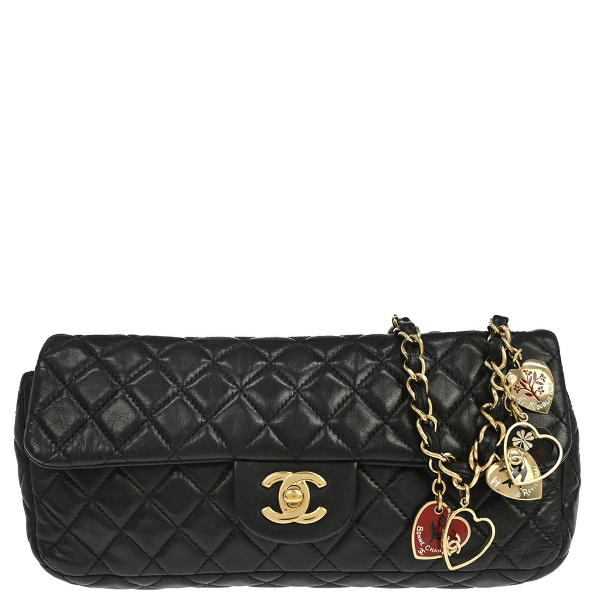 Chanel Black Lambskin Valentine East West Shoulder Bag