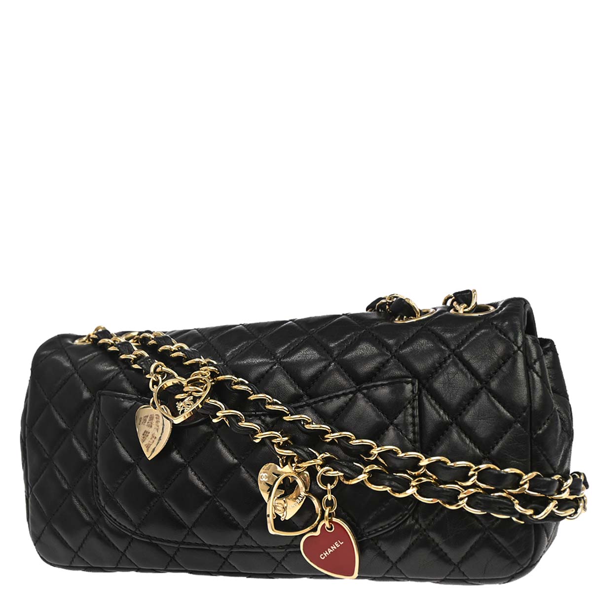 Chanel Black Lambskin Valentine East West Shoulder Bag