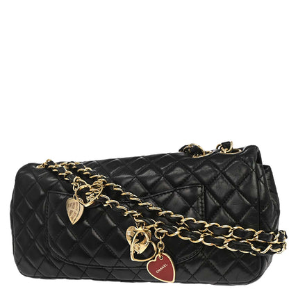 Chanel Black Lambskin Valentine East West Shoulder Bag