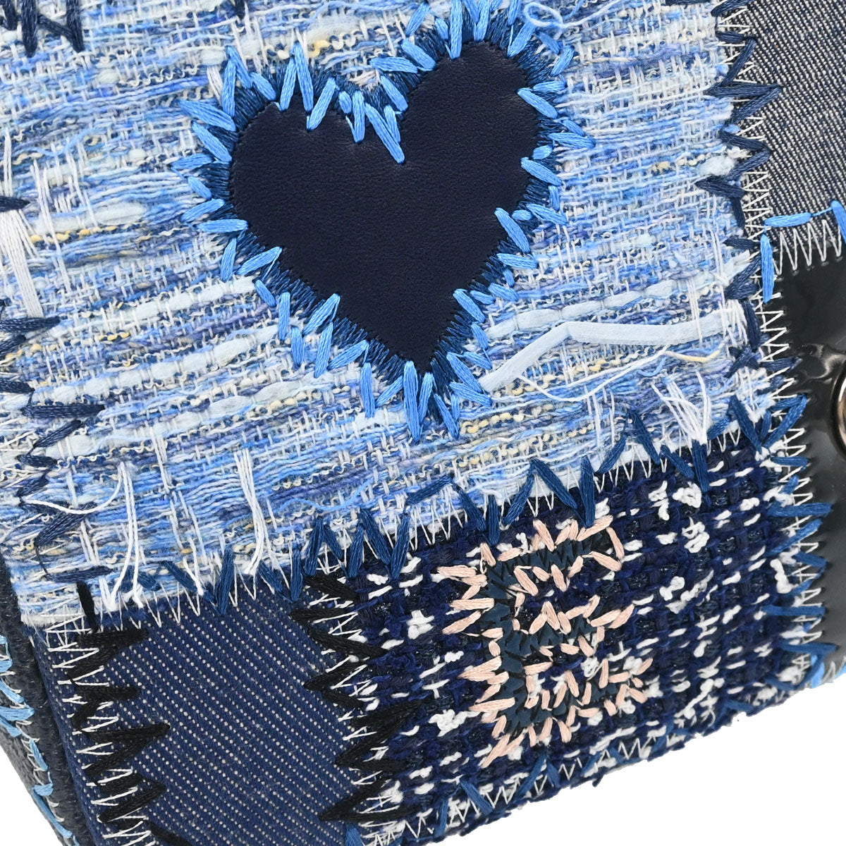 Chanel Blue Tweed Patchwork Single Flap Shoulder Bag