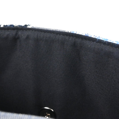 Chanel Blue Tweed Patchwork Single Flap Shoulder Bag