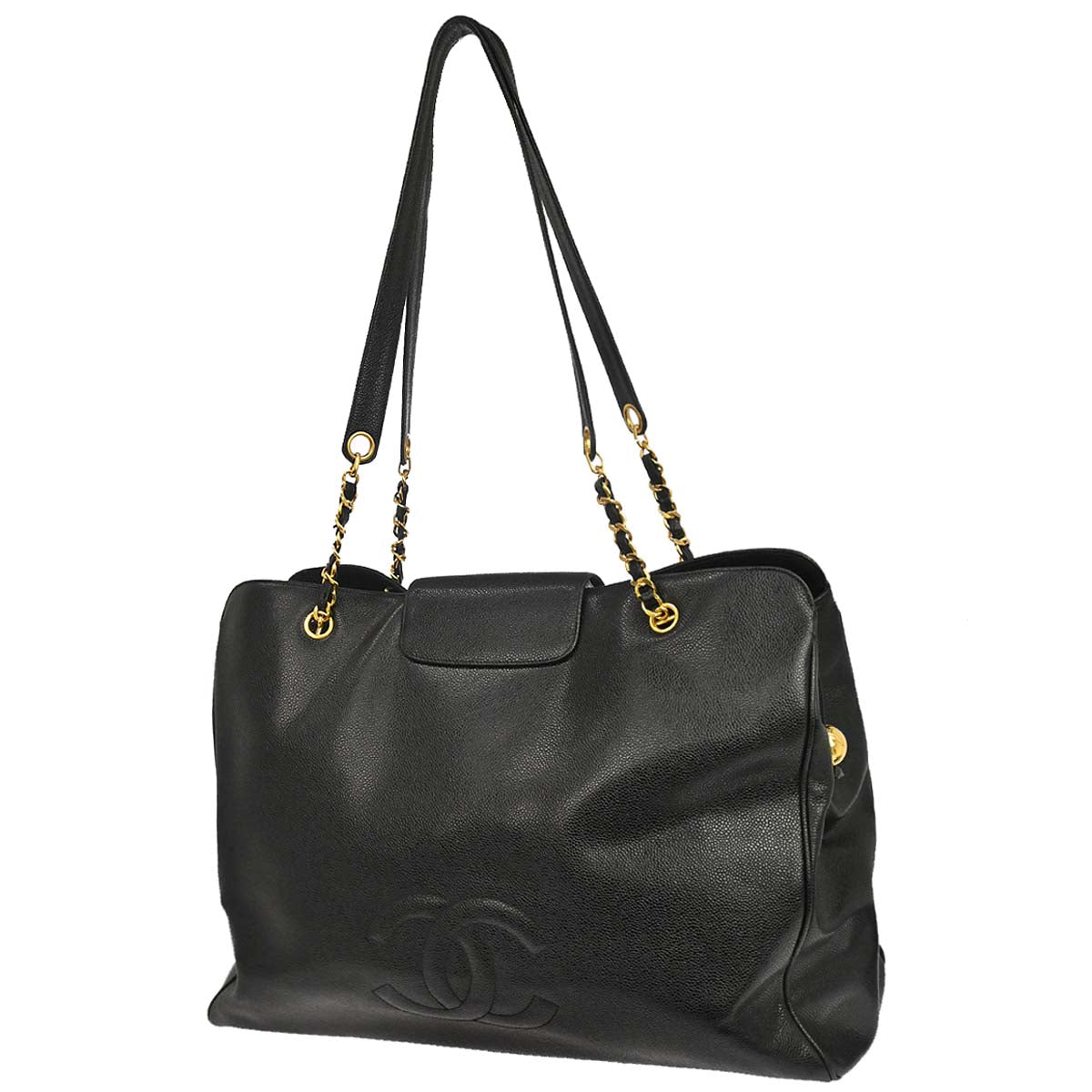 Chanel Black Caviar Skin Supermodel Tote Shoulder Bag