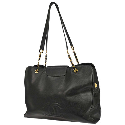 Chanel Black Caviar Skin Supermodel Tote Shoulder Bag
