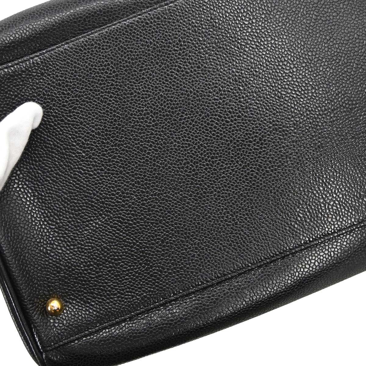 Chanel Black Caviar Skin Supermodel Tote Shoulder Bag