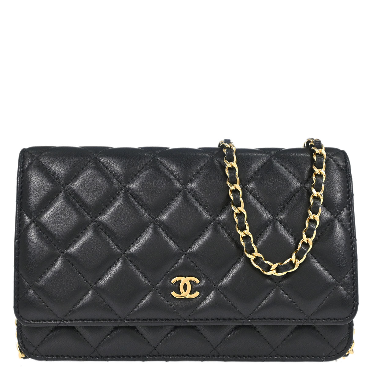 Chanel Black Lambskin Classic WOC Wallet on Chain Bag
