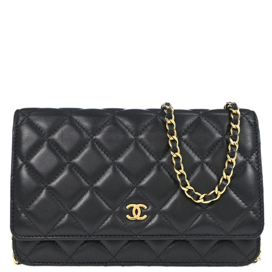 Chanel Black Lambskin Classic WOC Wallet on Chain Bag