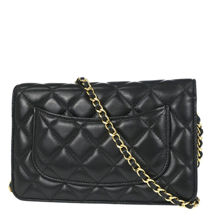 Chanel Black Lambskin Classic WOC Wallet on Chain Bag