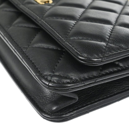 Chanel Black Lambskin Classic WOC Wallet on Chain Bag